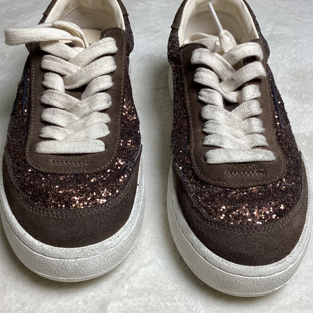 Ghoud Venice Low‑Top Sneakers, Chocolate Brown Glitter/Suede, EU 36, Italian - Picture 3 of 9